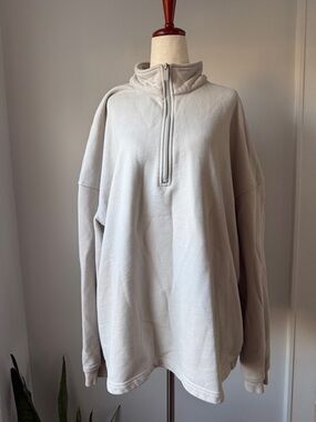 ALO Yoga Men's Cream Half Zip Sweater Beige Pullover Athletic Casual